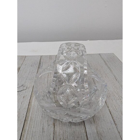 Vintage Crystal Cut Glass Centerpiece Basket 4 3/4" - Picture 2 of 8